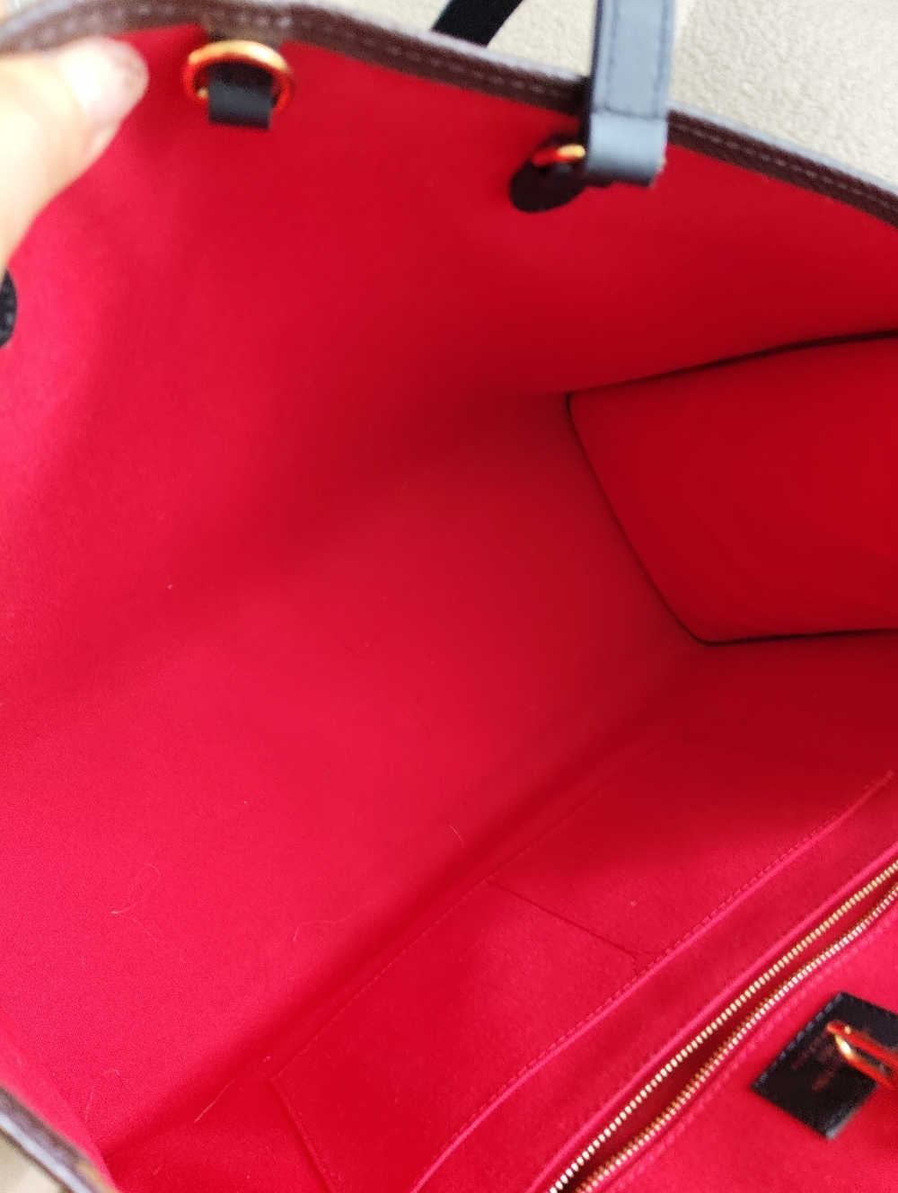 Louis Vuitton Monogram Canvas Tote with Red Interior and Black Straps - Picture 4 of 11